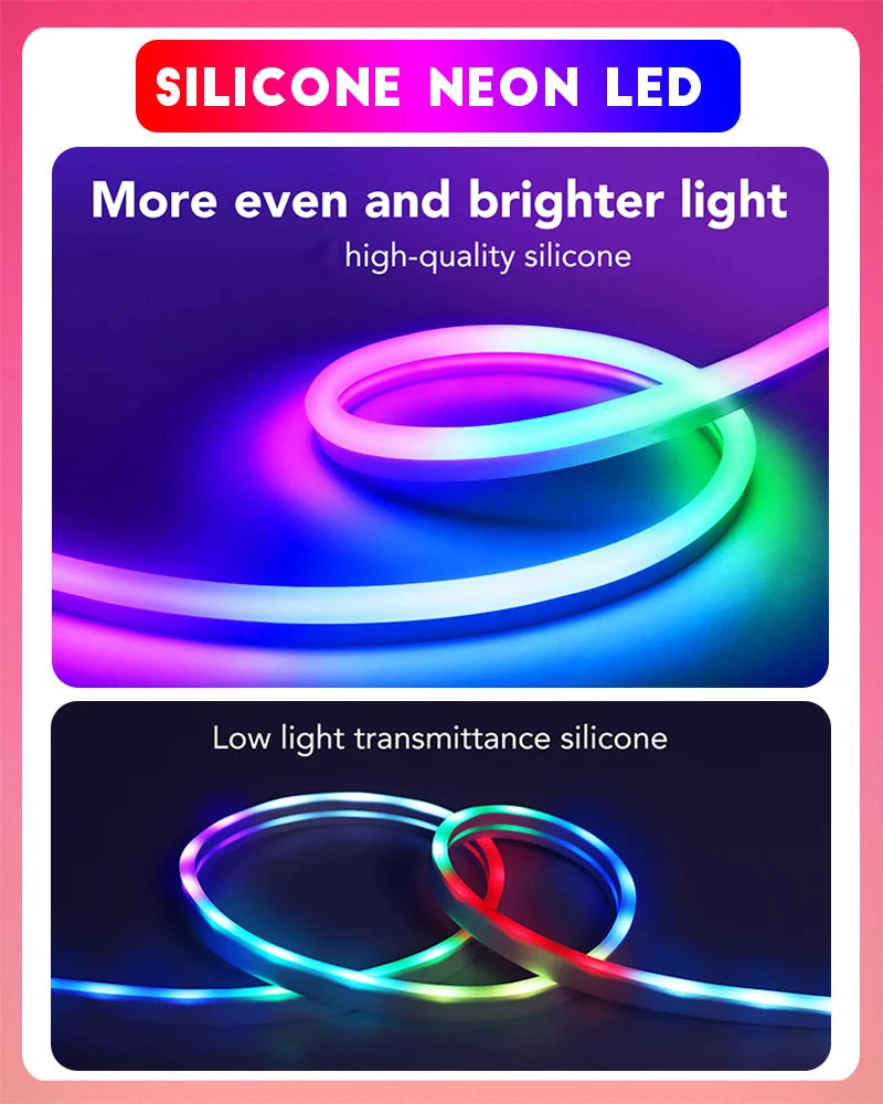 Neon LED Strip Lights 24V with Music Sync RGBIC (Full Kit)
