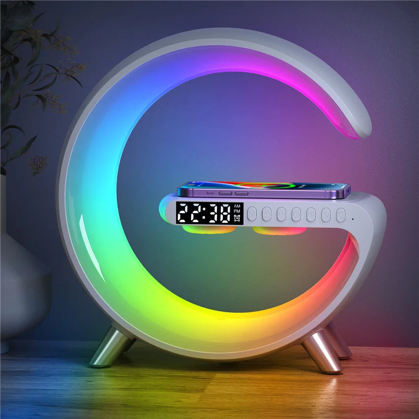 Multifunctional Wireless Charger with Alarm, Speaker & RGB Light