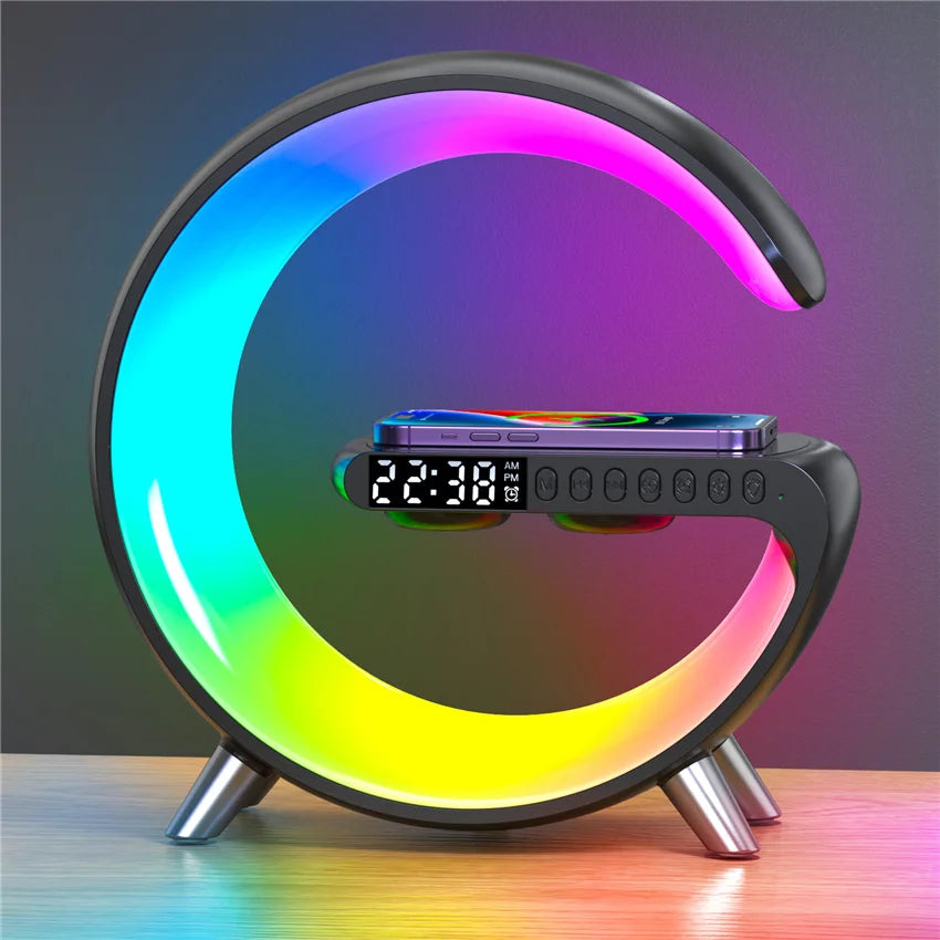 Multifunctional Wireless Charger with Alarm, Speaker & RGB Light